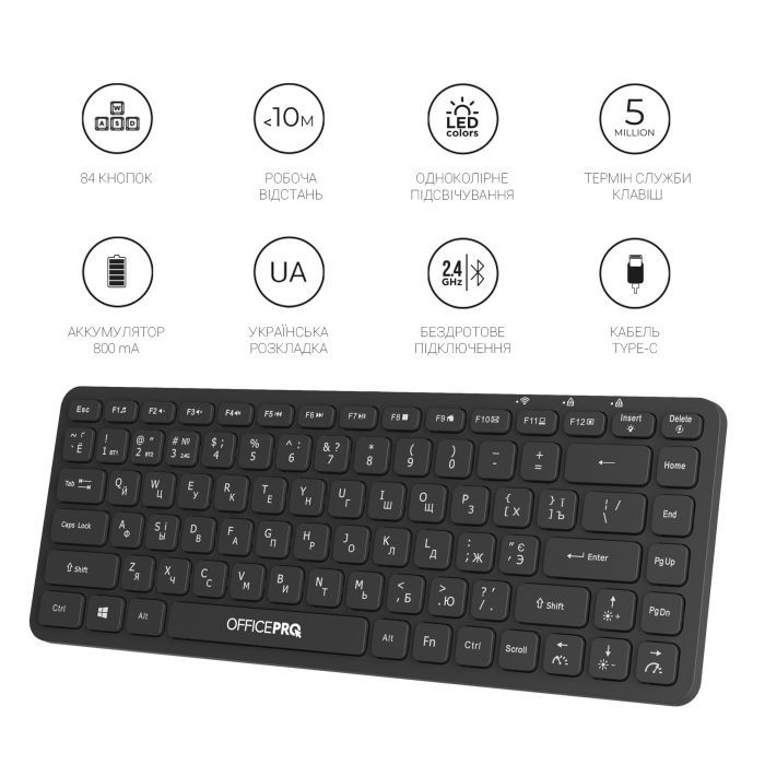 Клавиатура OfficePro SK790W Wireless/Bluetooth White (SK790W) изображение 11
