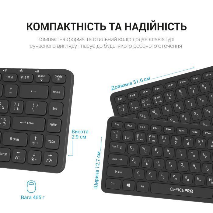 Клавиатура OfficePro SK790W Wireless/Bluetooth White (SK790W) изображение 7