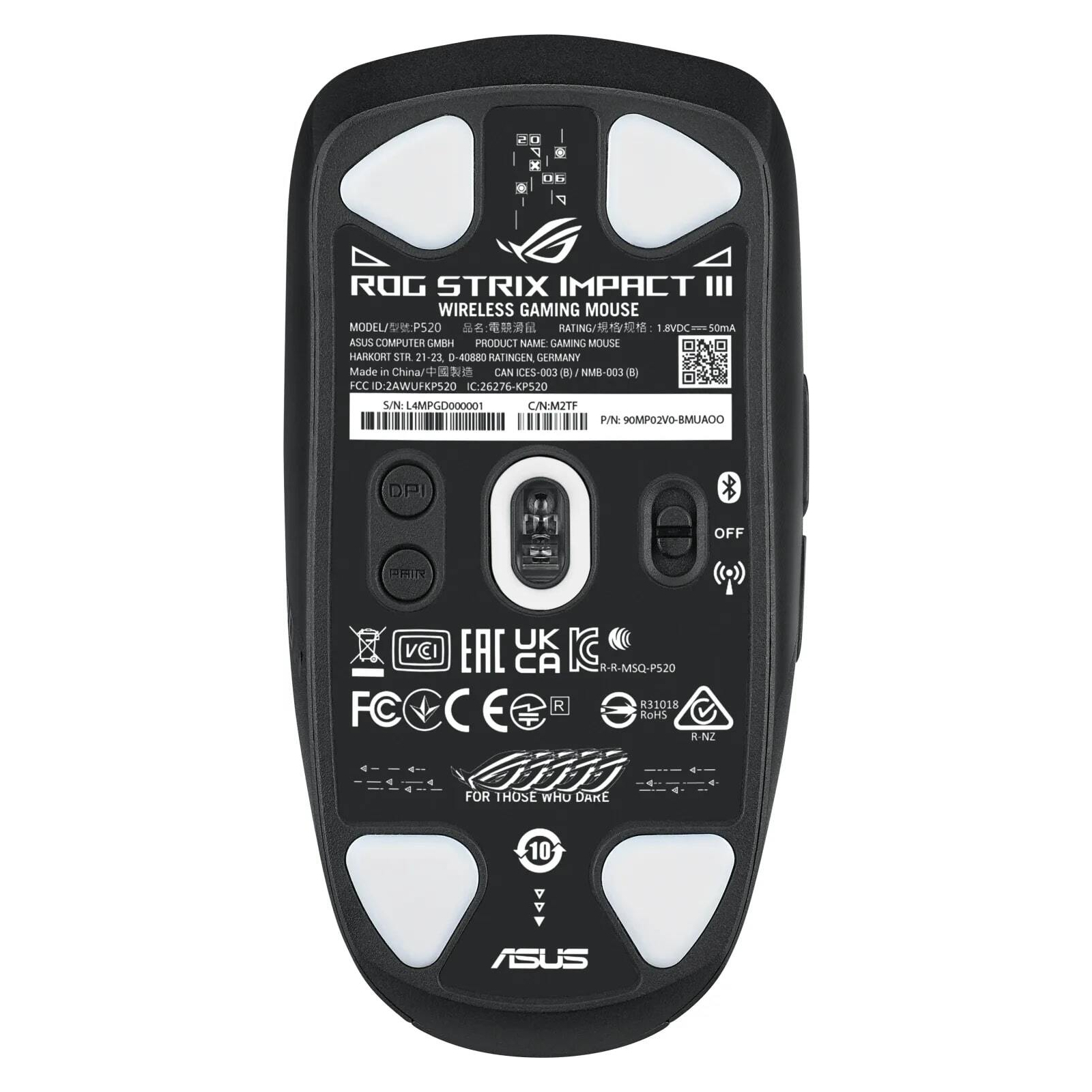 Мышка ASUS ROG Strix Impact III Wireless/Bluetooth Black (90MP03D0-BMUA00) изображение 6