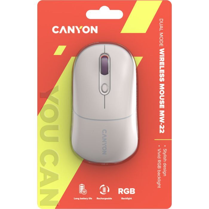 Мышка Canyon MW-22 Dual Band RGB Wireless Pearl Rose (CNS-CMSW22PR) изображение 6