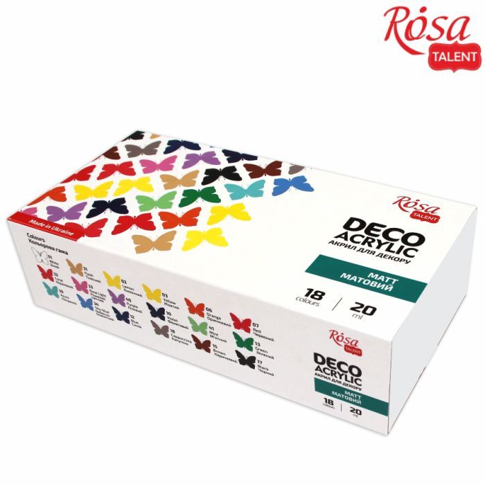 Акриловые краски Rosa для декора матовые 12 цв по 20 мл (4823098511717) изображение 2