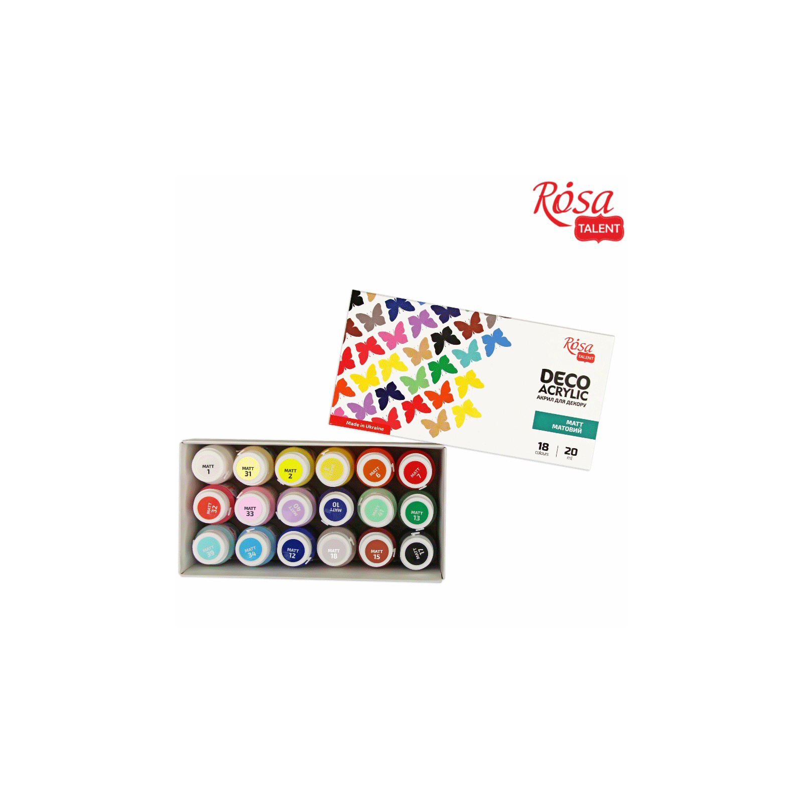 Акрилові фарби Rosa для декору матові 24 кол по 20 мл (4823098523963) зображення 3
