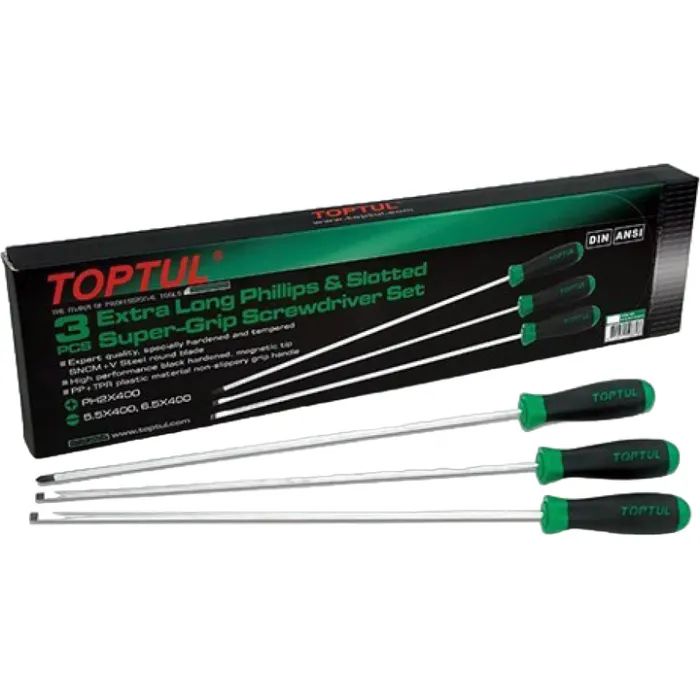 Набір викруток Toptul 3шт. PH1x250, PH2x250, SL5,5x400 (GAAE0305) зображення 2