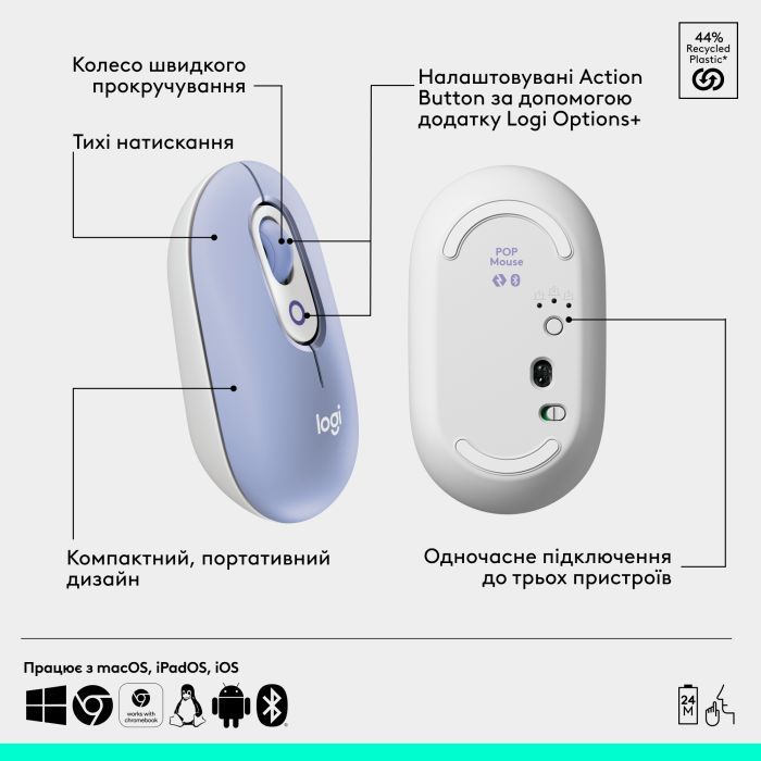 Комплект Logitech POP Icon Combo Bluetooth UA Off-White (920-013141) изображение 7