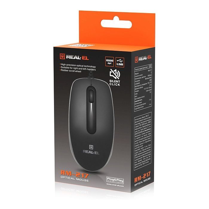 Мышка REAL-EL RM-217 USB Black/Gray (EL123200038) изображение 10