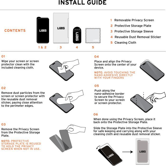 Пленка защитная UAG iPhone 16 Pro Removable Privacy Glass - Tint (14436811NA) изображение 7