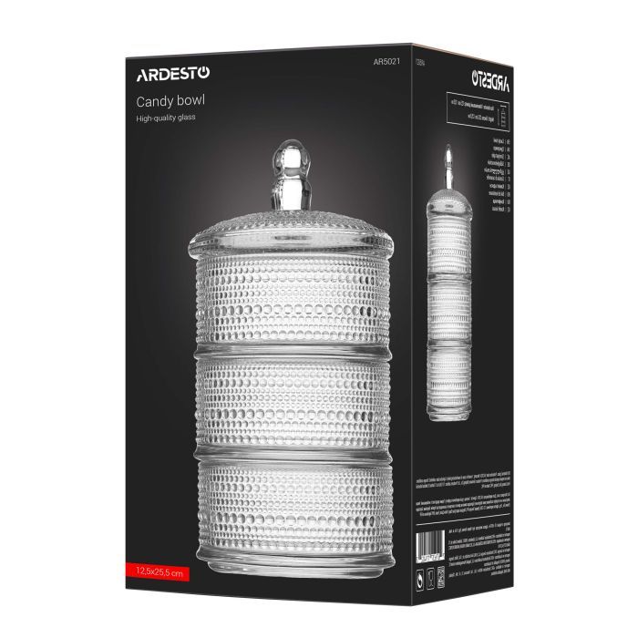 Цукорниця Ardesto Verbena, 12.5 х 15 см, скло, прозорий (AR5020) зображення 3