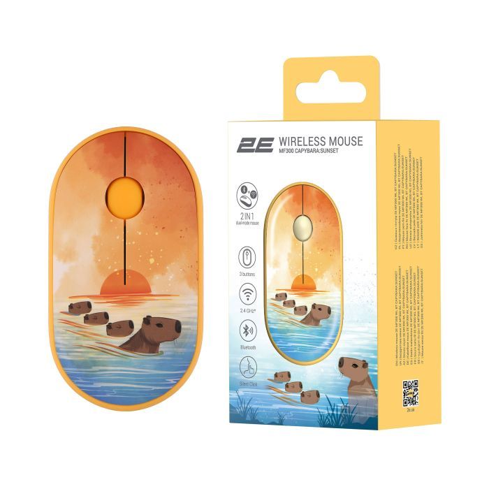 Мишка 2E MF300 CAPYBARASUNSET Silent Wireless/Bluetooth Yellow (2E-MF300WCAPIBARAYW) зображення 7