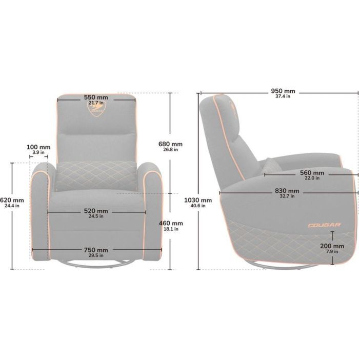 Кресло игровое Cougar Fidom Gray изображение 12