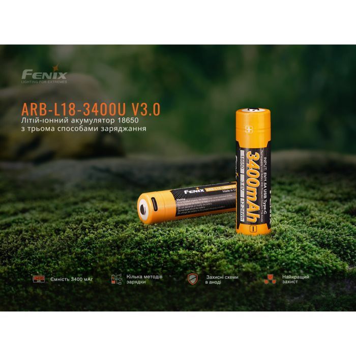 Аккумулятор Fenix 18650 (3400 mAh) Type-C (ARB-L18-3400U-V30) изображение 8