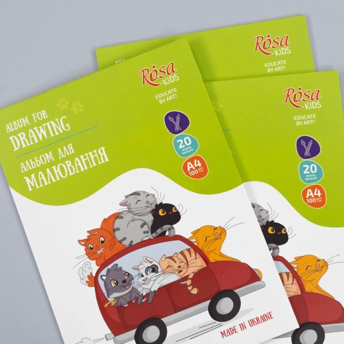Альбом для рисования Rosa Kids склейка Cats in the Car А4 20 листов (4823098543015) изображение 2