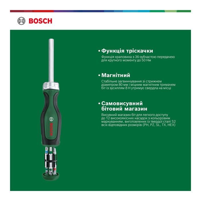 Набір викруток Bosch 12 насадок, Tx, PZ, PH, SL, HEX (1.600.A02.BX2) зображення 8