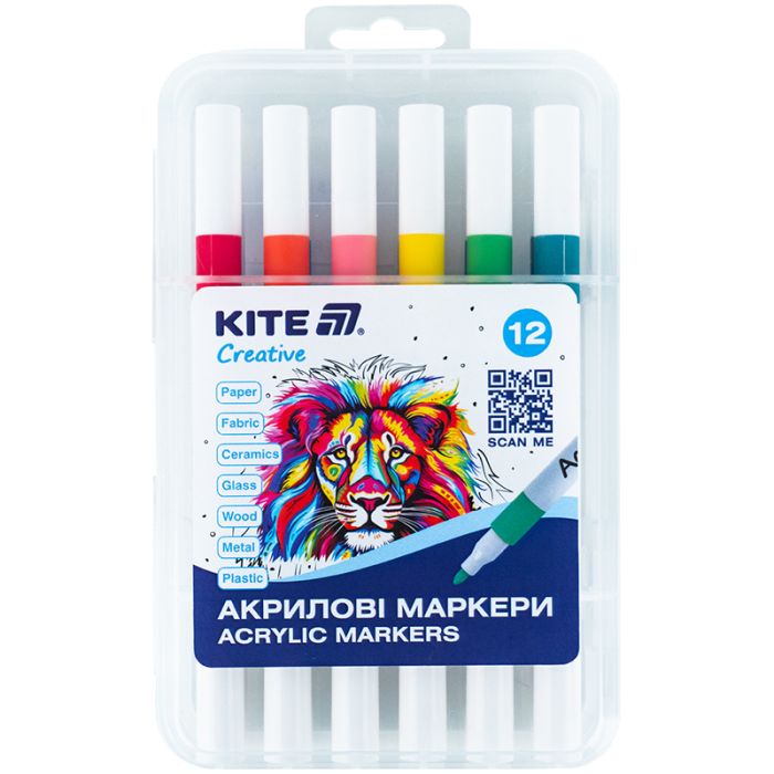 Художественный набор Kite Creative акриловые, набор 12 шт (K-1156)