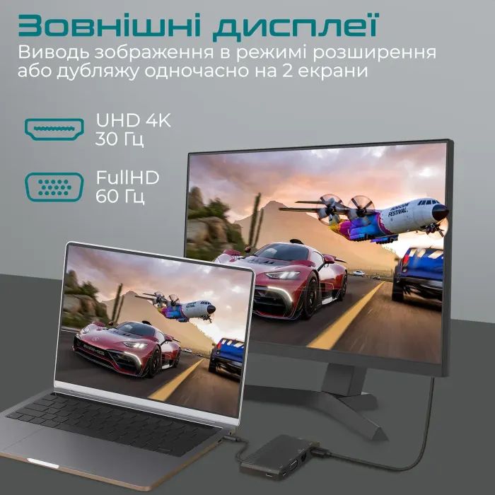 Концентратор Promate USB Hub 6 ports mediahub-c6.black (mediahub-c6.black) зображення 5