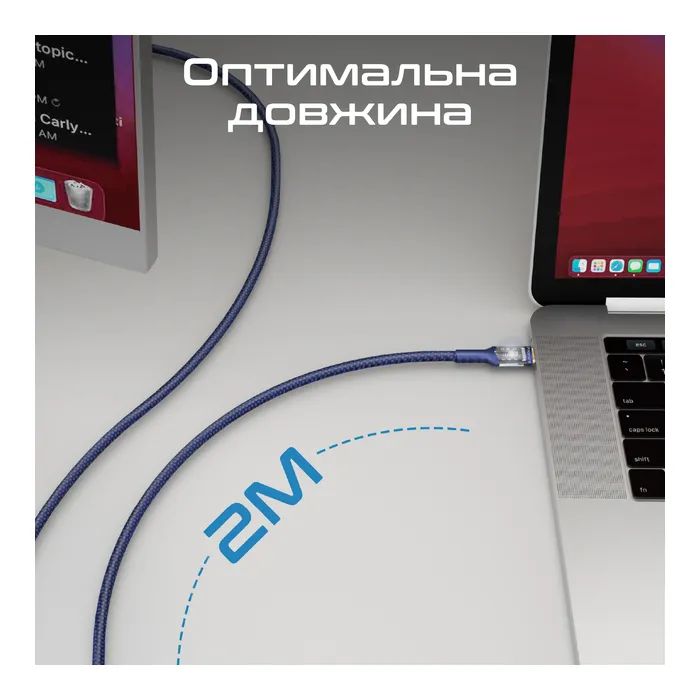 Дата кабель USB-C to USB-C lucidline-cc200.navy Promate (lucidline-cc200.navy) зображення 7