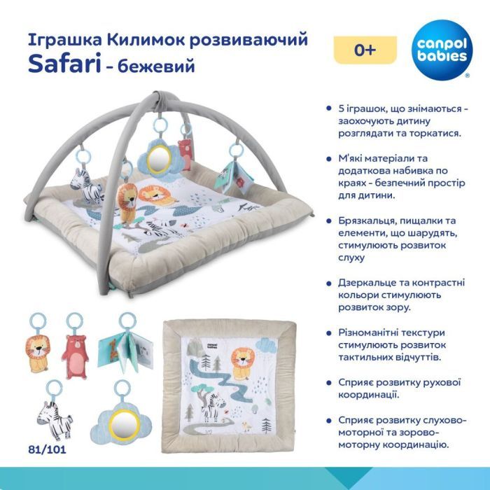 Детский коврик Canpol 0 Safari - бежевый (81/101) изображение 2
