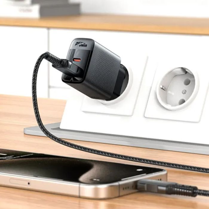 Зарядний пристрій Acefast 2xUSB 30W (USB-C+USB-A) Gan A98 Black (6974316283263) зображення 8
