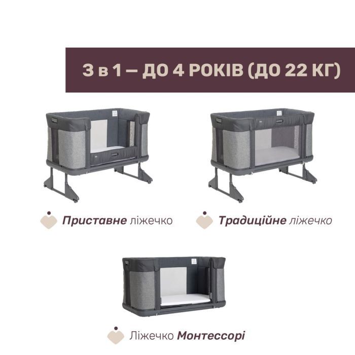 Кроватка Chicco Next2Me Forever 3 в 1 бежевый (79650.10) изображение 2