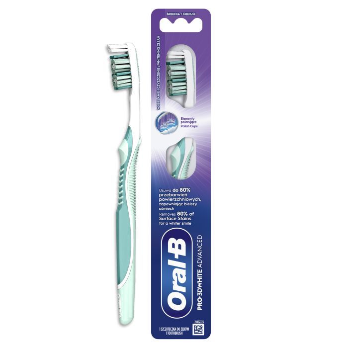 Зубная щетка Oral-B Pro 3D White Advanced Отбеливание Средней жесткости 1 шт. (8700216476324)