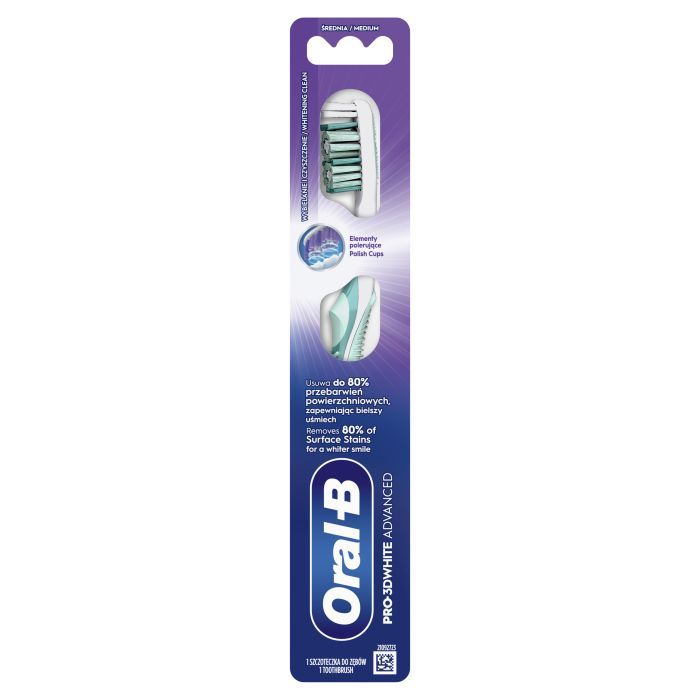 Зубная щетка Oral-B Pro 3D White Advanced Отбеливание Средней жесткости 1 шт. (8700216476324) изображение 2