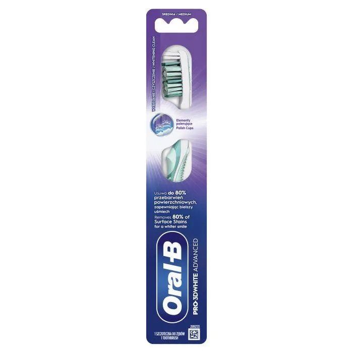 Зубная щетка Oral-B Pro 3D White Advanced Отбеливание Средней жесткости 1 шт. (8700216476324) изображение 2