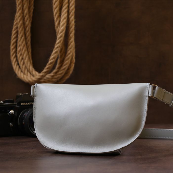 Сумка Shvigel Бананка з натуральної шкіри Сіра (16389) зображення 11