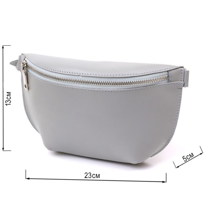 Сумка Shvigel Бананка з натуральної шкіри Сіра (16389) зображення 3