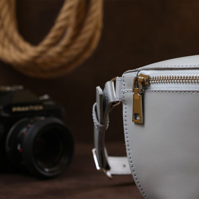 Сумка Shvigel Бананка з натуральної шкіри Сіра (16389) зображення 9