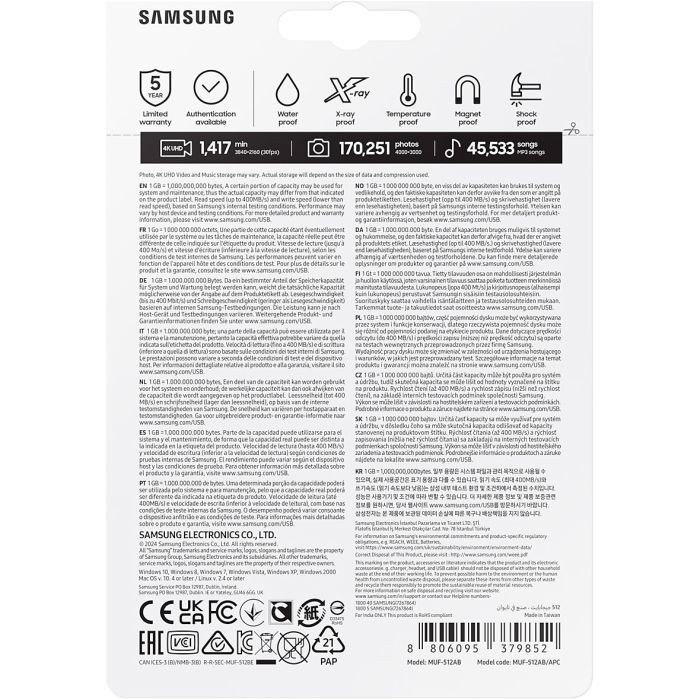 USB флеш накопитель Samsung 512GB Fit Plus USB 3.2 (MUF-512AB/APC) изображение 8