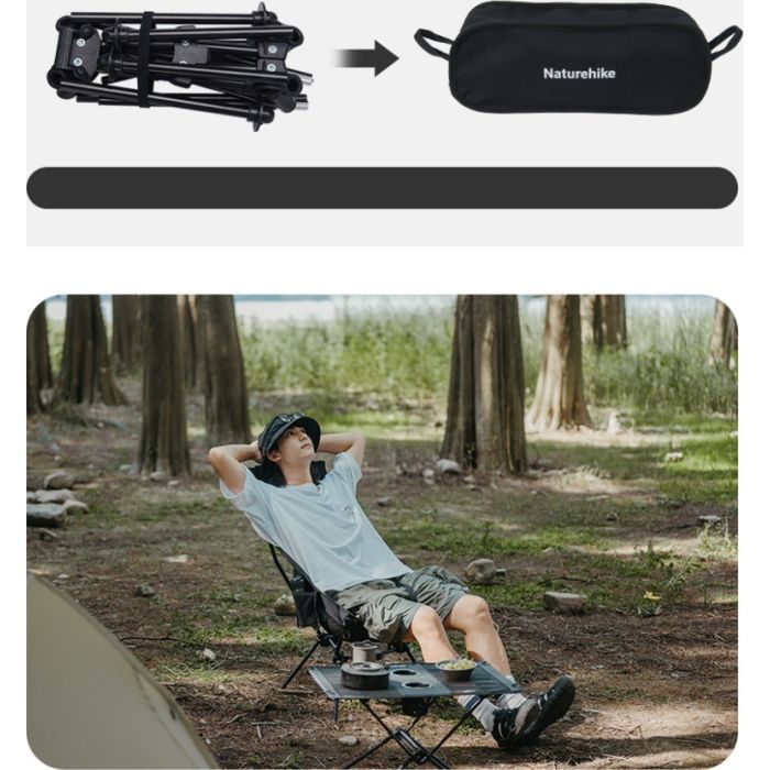 Крісло складане Naturehike Clamshell 001 Triangle Folding Moon Chair Чорне (6975641880608) зображення 7