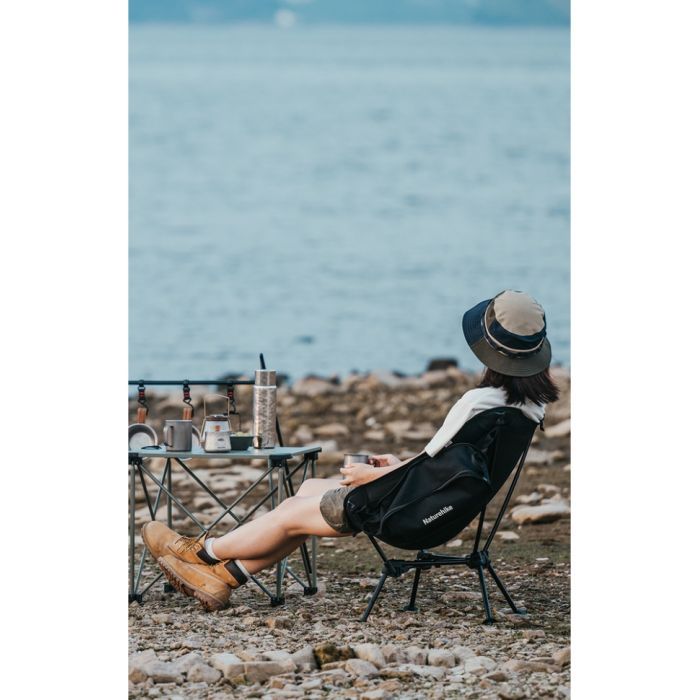 Крісло складане Naturehike Clamshell 001 Triangle Folding Moon Chair Чорне (6975641880608) зображення 8