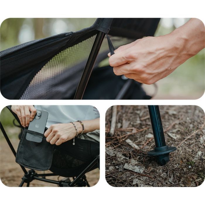 Крісло складане Naturehike Clamshell 001 Triangle Folding Moon Chair Чорне (6975641880608) зображення 9
