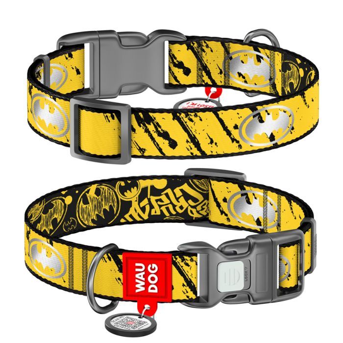 Ошейник для животных WAUDOG Nylon из QR паспорта "Тень Бэтмена", светоотражающий XL (283-1081)