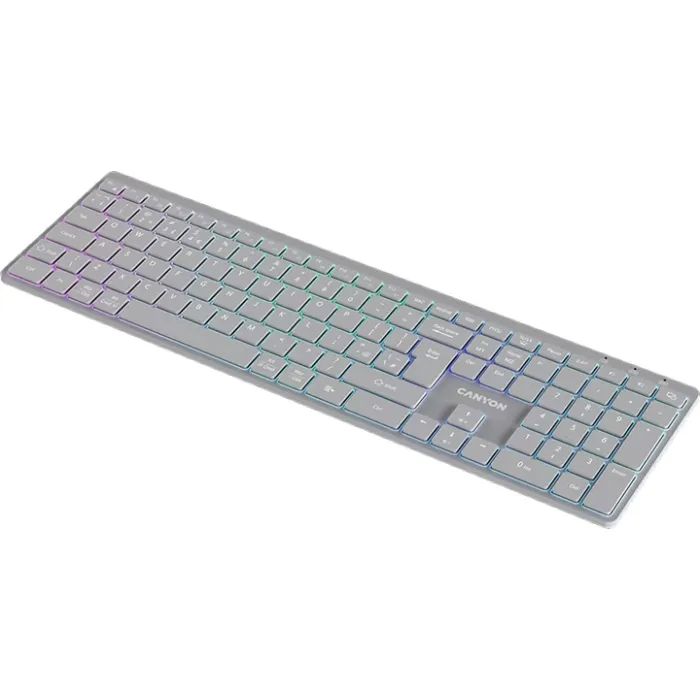 Клавіатура Canyon HKB-W11 Slim Dual Mode Wireless/Bluetooth RGB UA Grey (CNS-HBTK11G) зображення 2