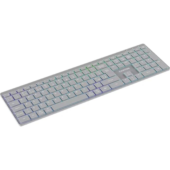 Клавіатура Canyon HKB-W11 Slim Dual Mode Wireless/Bluetooth RGB UA Grey (CNS-HBTK11G) зображення 4
