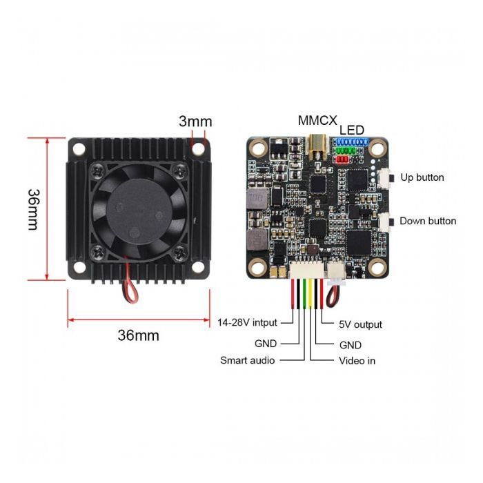 Відеопередавач (VTX) AKK Ultra Long Range 3W 5.8GHz 96CH Low Band упаковка 360 шт (TX3000AC360) зображення 5