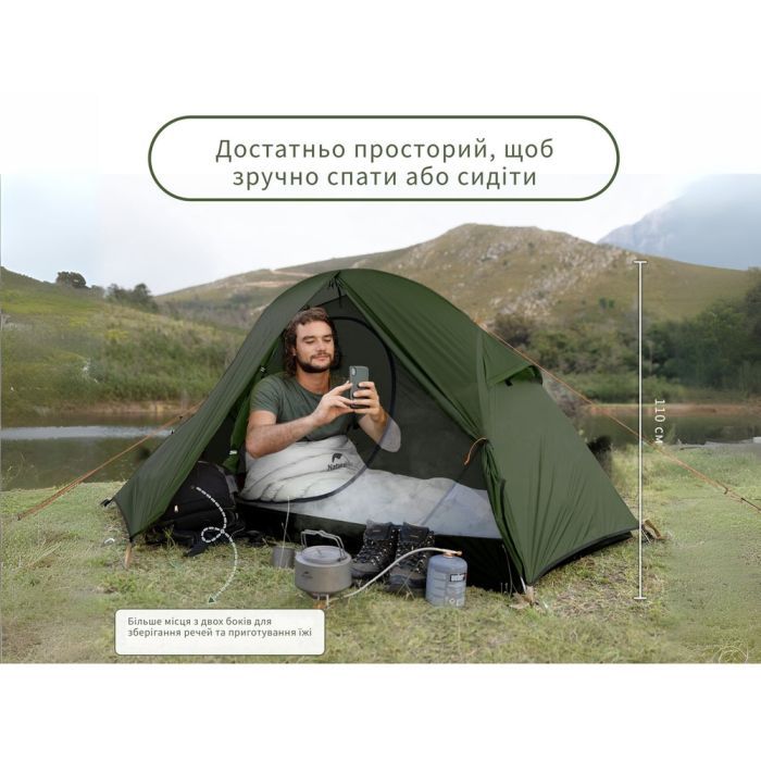 Палатка Naturehike одномісний з футпринтом Cycling 1 NH18A095-D зелений (6927595735671) изображение 8