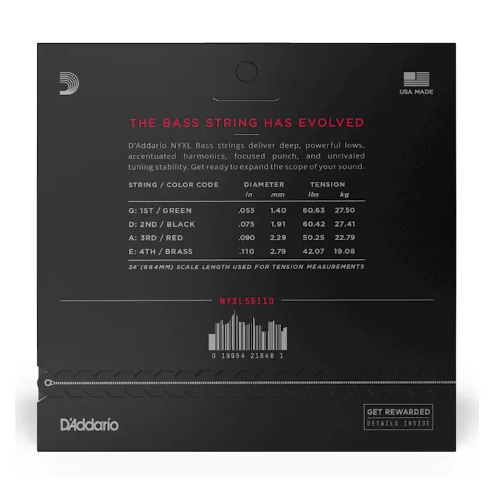 Струни для гітари D'Addario NYXL Bass Heavy (55-110) (NYXL55110) зображення 3