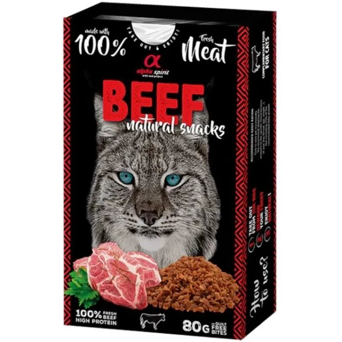 Лакомство для котов Alpha Spirit Cat Beef Natural Snacks с говядиной 80 г (8436586311759)