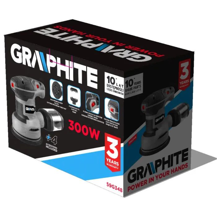 Шлифовальная машина Graphite эксцентриковая 300W, 125мм, 7000-13000об/мин (59G348) изображение 9