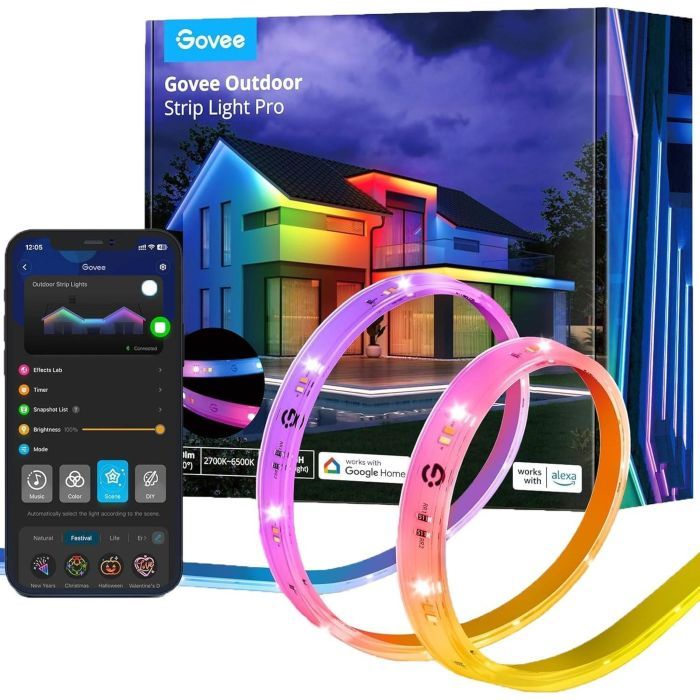 Светодиодная лента Govee H70A1 Phantasy Outdoor LED, 10.0m, RGBICWW, WI-FI/Bluetooth, white (H70A13D1)
