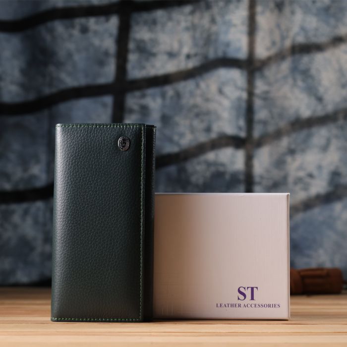 Гаманець ST Leather З натуральної шкіри Зелений (23086) зображення 11