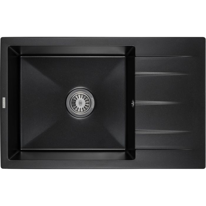 Мийка кухонна GRANADO NAVIA black shine з сифоном (775*495mm.) (gr3801)