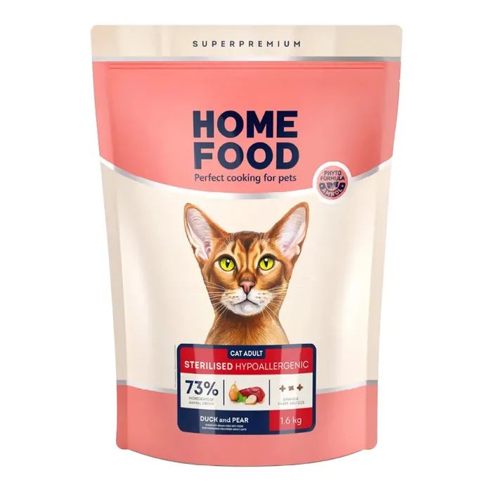 Сухий корм для кішок Home Food Grain-free hypoallergenic Suitable for exotic breeds з качкою та грушею 400 г (4820235020156)