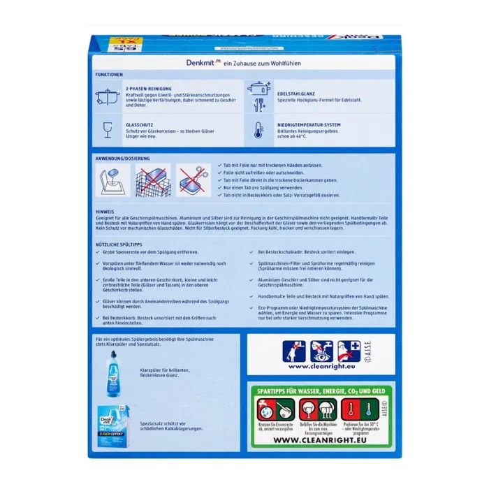 Таблетки для посудомоечных машин DenkMit Classic 65 шт. (4066447793192/4066447807028) изображение 2