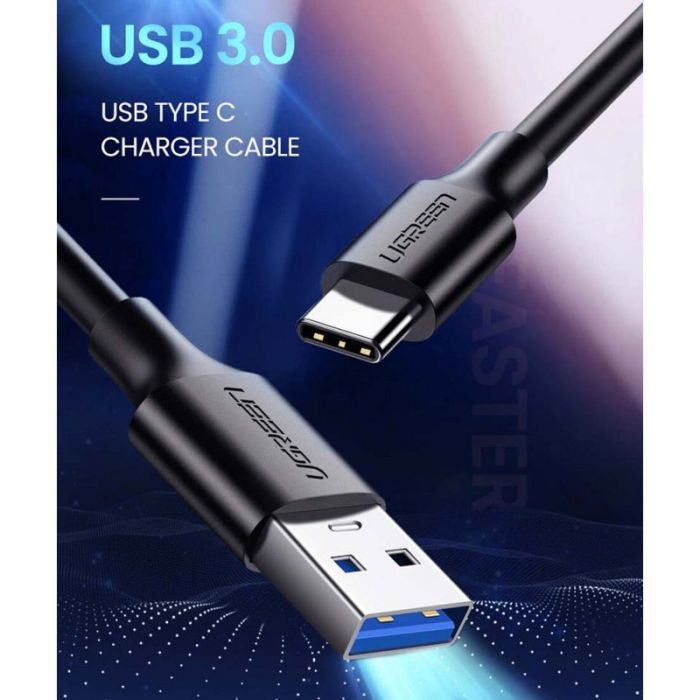 Дата кабель USB 3.0 AM to USB-C 1.5m 3A US184 black Ugreen (20883) изображение 2