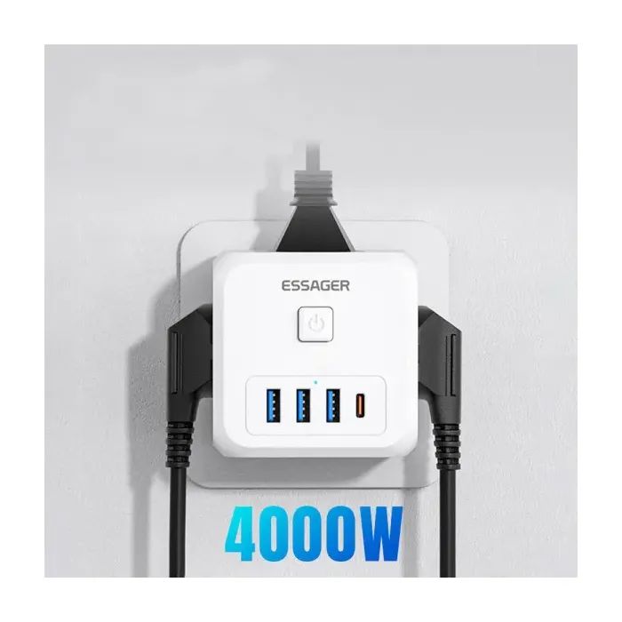 Зарядное устройство Essager 3xUSB + 1xUSB-C 7-in-1 white (ECTAC-MFB02-Z) изображение 4