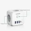 Зарядний пристрій Essager 3xUSB + 1xUSB-C 7-in-1 white (ECTAC-MFB02-Z) зображення 6