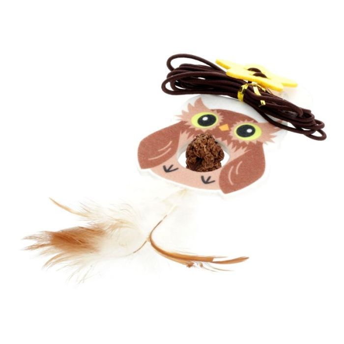 Игрушка для кошек Hippie Pet Сова з мотузкою коричнева 2 м (HIPCT2401060RU)
