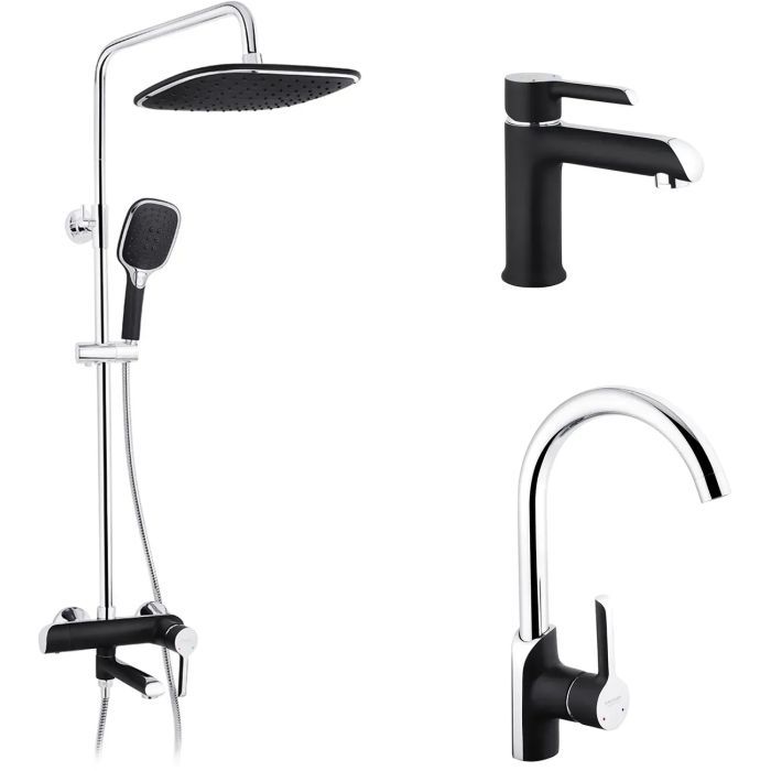 Душовий гарнітур Kroner Essen-SCH063 + змішувач Essen-SCH030 + змішувач Essen-SCH010 (CVS30219)
